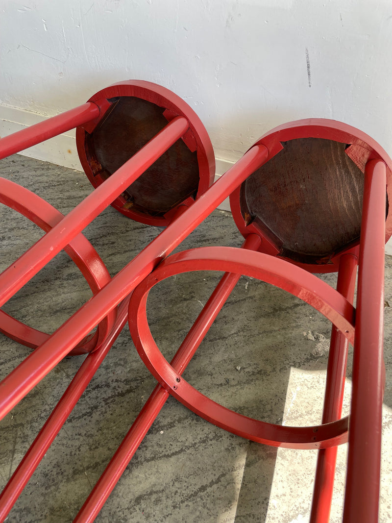 Paire de tabourets de bar rouge