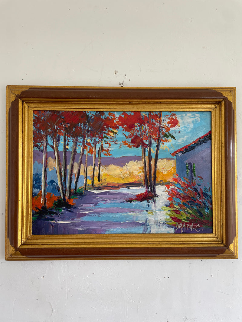Peinture authentique "La rivière en Automne" de Drach C.