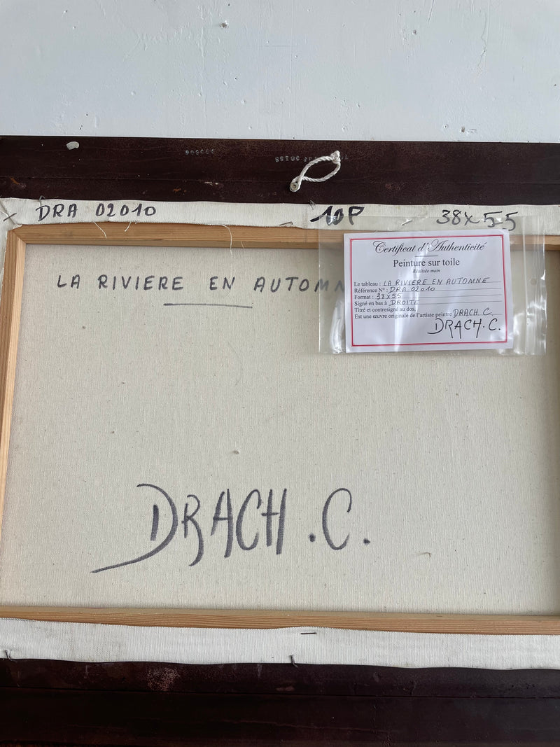 Peinture authentique "La rivière en Automne" de Drach C.