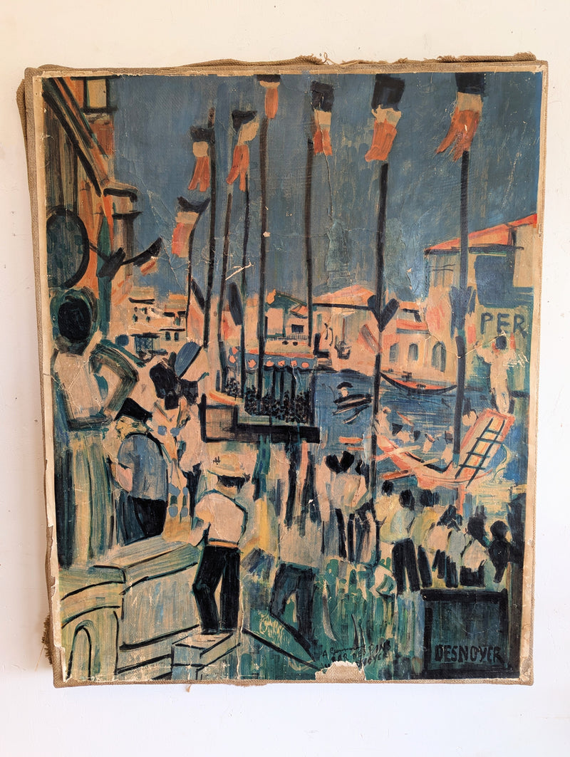 Huile sur papier - Desnoyer