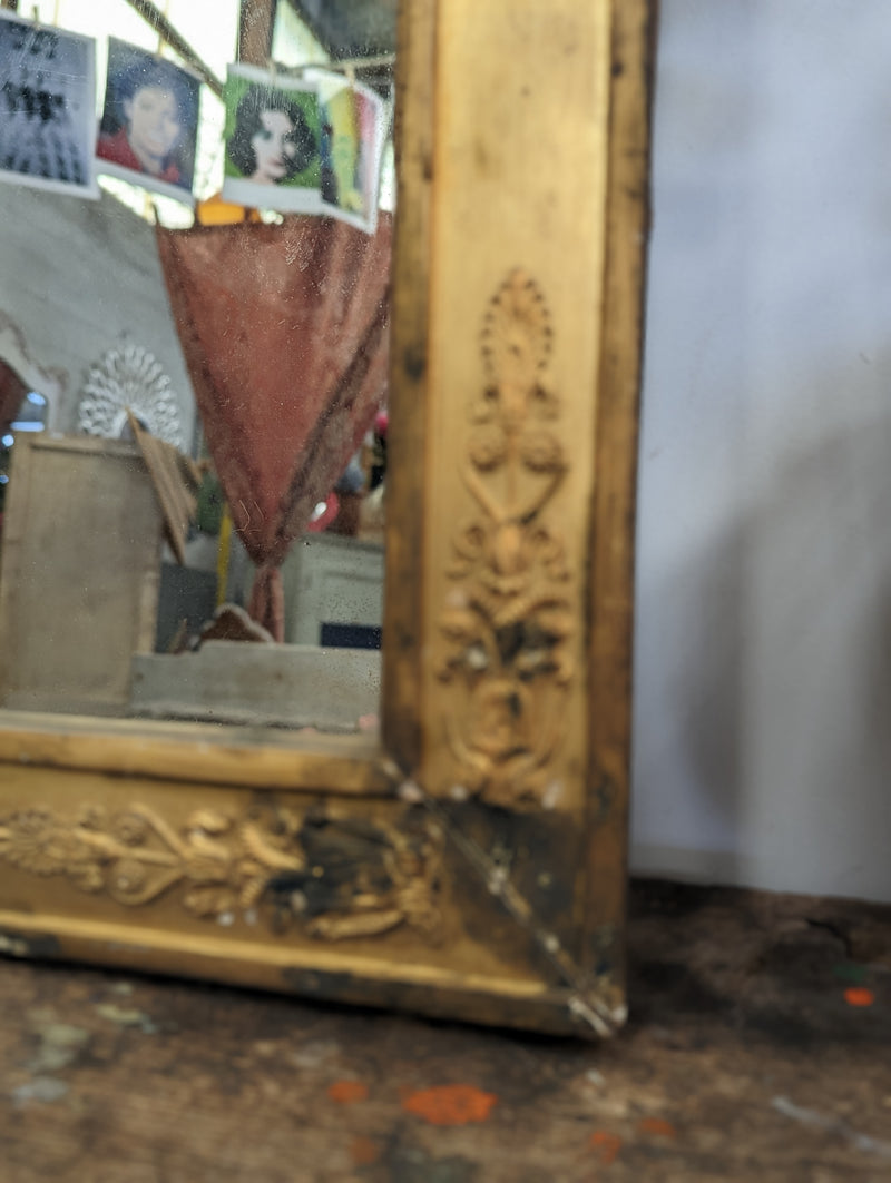 Miroir du XIXe siècle doré avec vitre au mercure